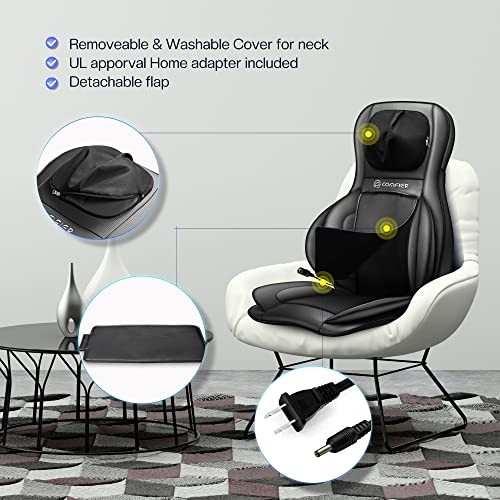 Shiatsu Neck Back Massager with Heat,2D/3D Massage Chair Pad Jet Black-app gallery