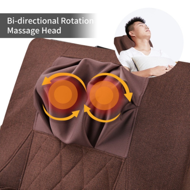 Massage Air Pressure Rocking Lounge Chair with Cotton Fabric Cushion Brown gallery