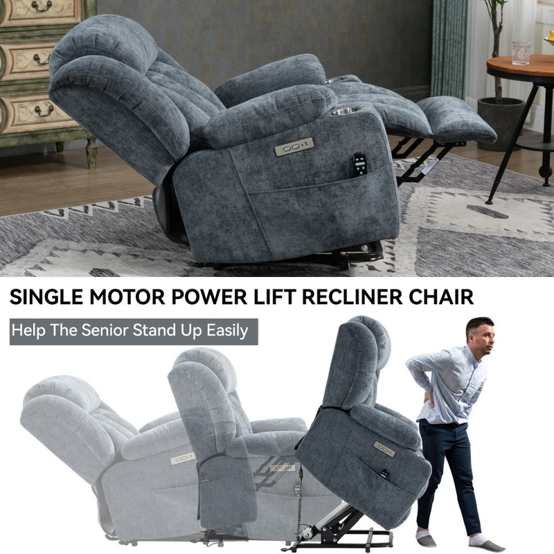 Power Lift Recliner Chair with 8-Point Massage,Lumbar Heat,USB Ports&Cup Holders gallery