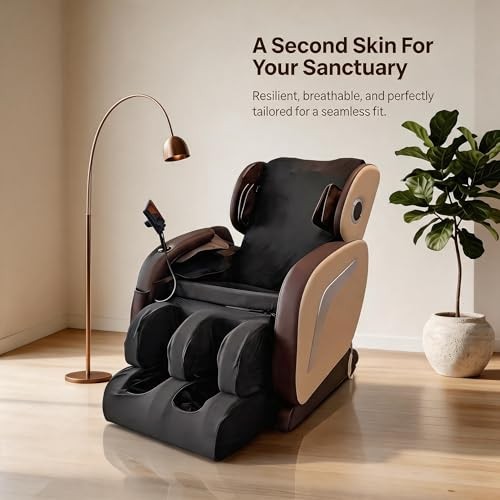 Full Body Shiatsu Massage Chair Cover Slipcover Recliner Body+Foot Black gallery