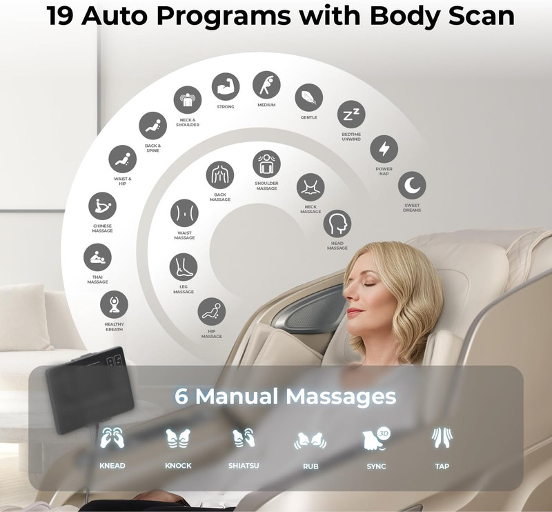 4D Full Body Massage Chair with Zero Gravity & Bluetooth - Brown gallery