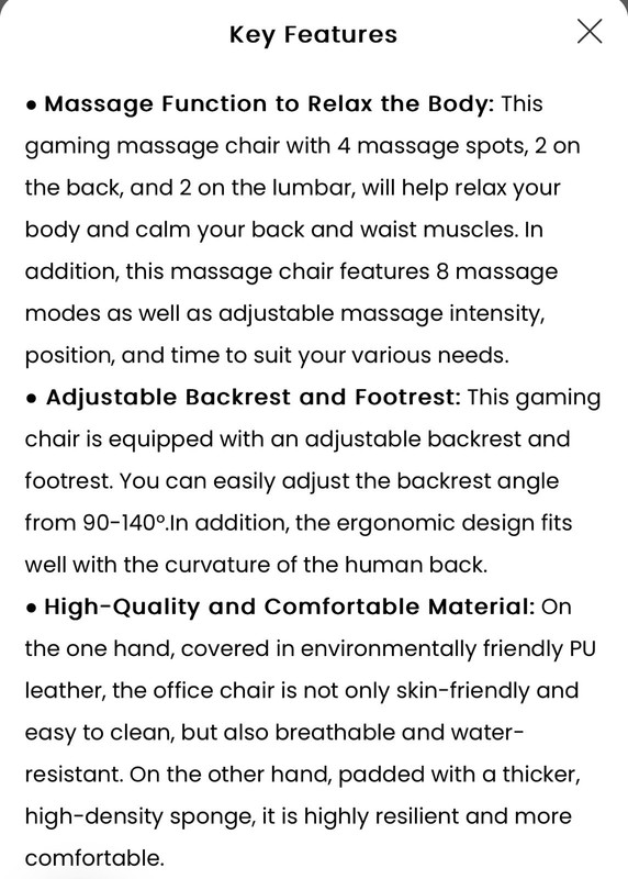 Goplus Ergonomic Massage Gaming Recliner Chair Black With Blue gallery