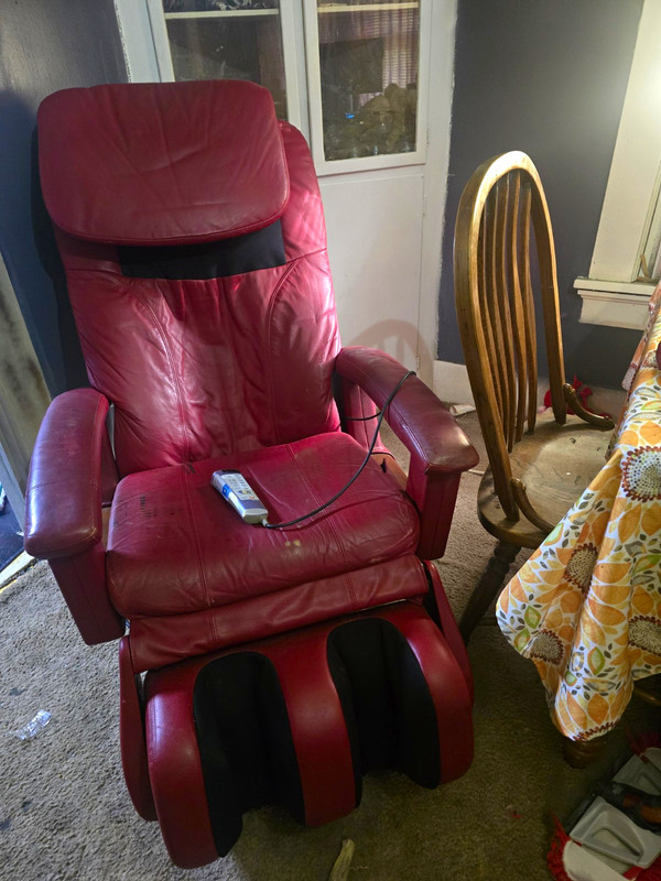 Human Touch HT-135 Red Leather Massage Recliner w/ Remote, Kneading & Vibration