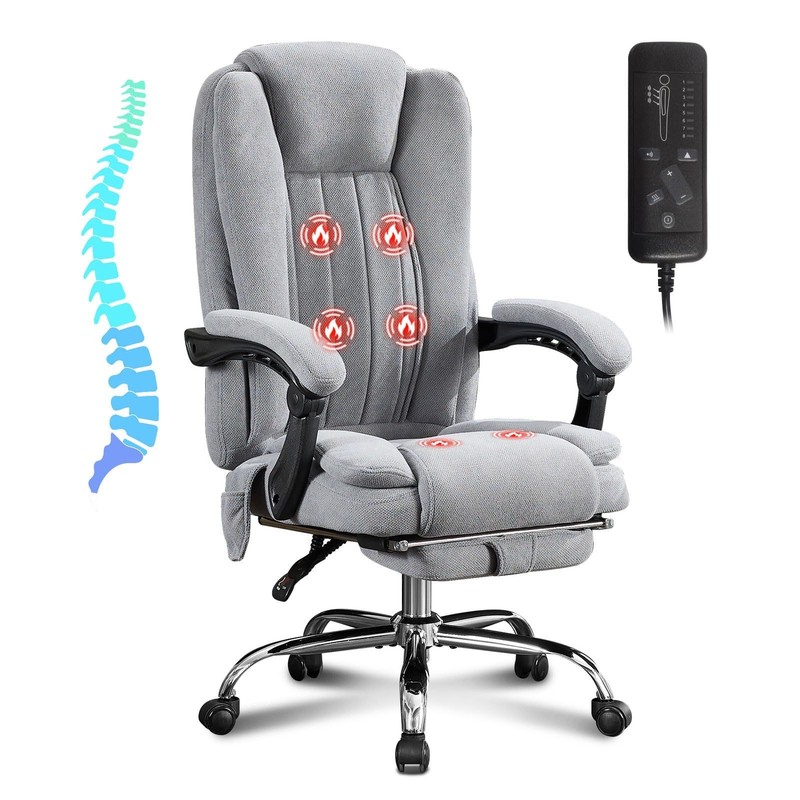 Massage Office Chair with Heat, 6 Vibration Points, Footrest & Wheels