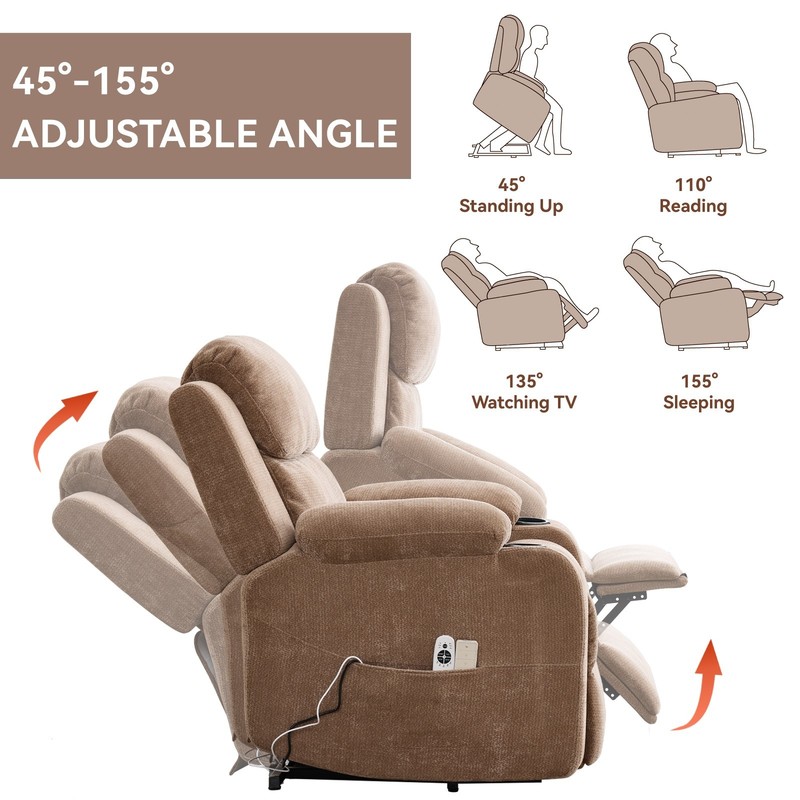 Up to 350 LBS Chenille Power Lift Recliner Chair, Heavy Duty Motion Mechanism wi gallery