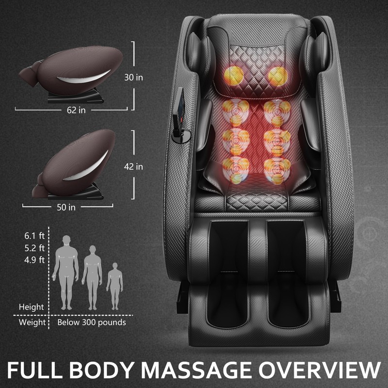 Zero Gravity Full Body Massage Chair Recliner with Air Pressure & Heating gallery