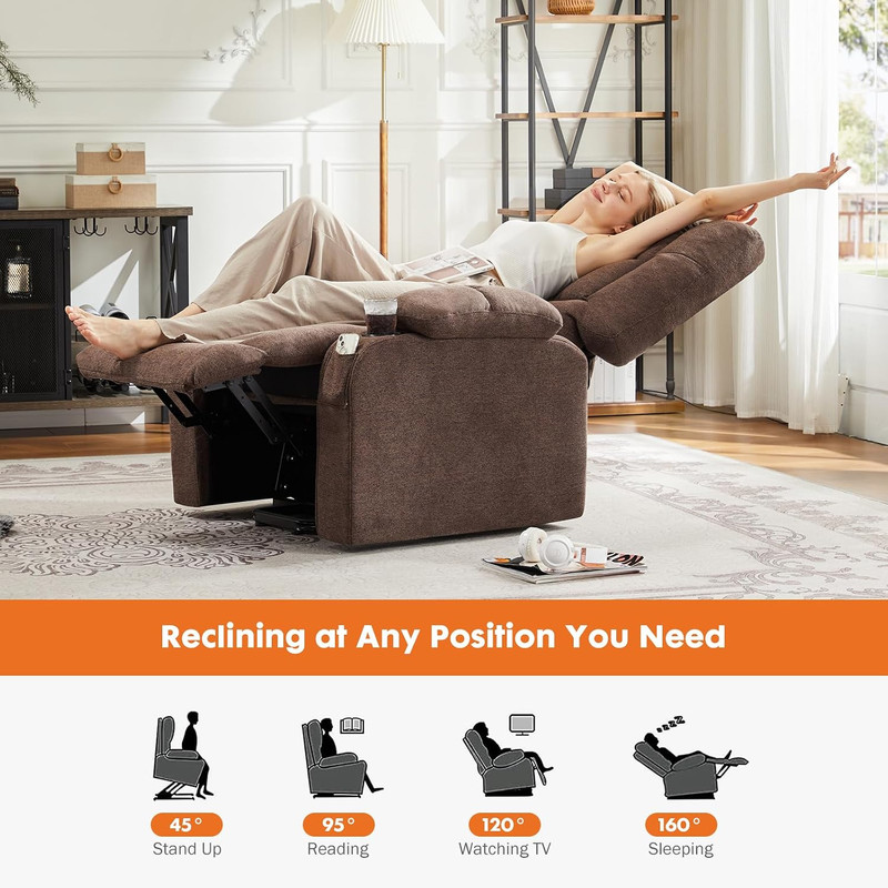 Ergonomic Power Lift Recliner Chair with Massage & Heat - Brown gallery