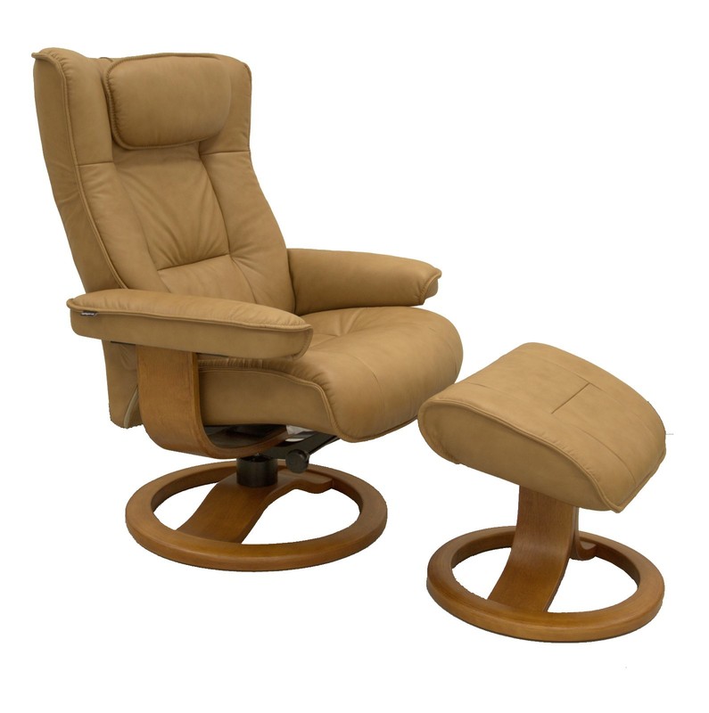 Fjords Regent Small Recliner Chair and Ottoman SL224 Hassel Soft Line Leather gallery