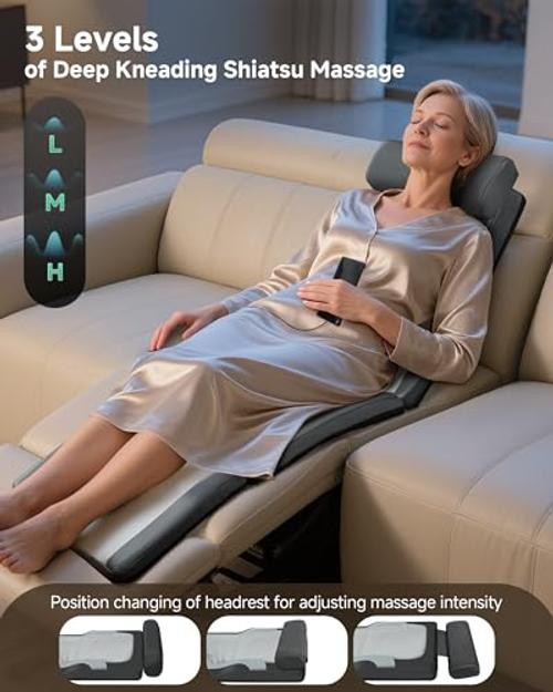 Shiatsu Back Massage Mat with Heat, Vibration Full Body Massage Mat for Sofa, gallery