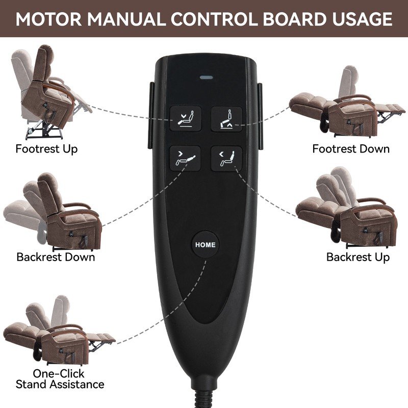 Power Lift Recliner Chair Dual Motor Heat Massage Brown Chenille 350 lbs gallery