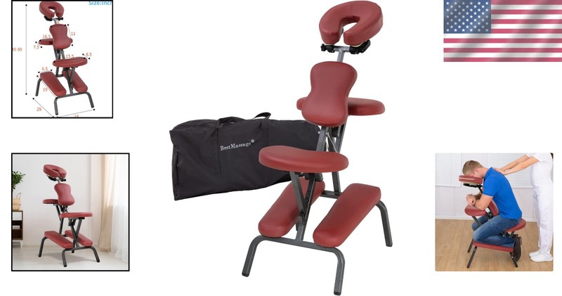Durable Massage Chair with Foam Filling and Easy Clean PU Leather Cover Burgundy gallery