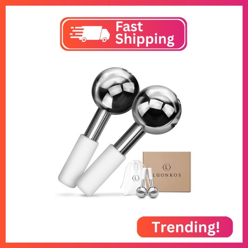 Hana Emi LUONKOS Gua Sha Ice Globes - Set of 2, Silver Stainless Steel - Facial