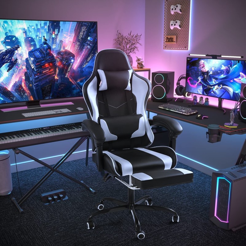 Shahoo Gaming Chair with Footrest and Massage Lumbar Support, Ergonomic Compu... gallery