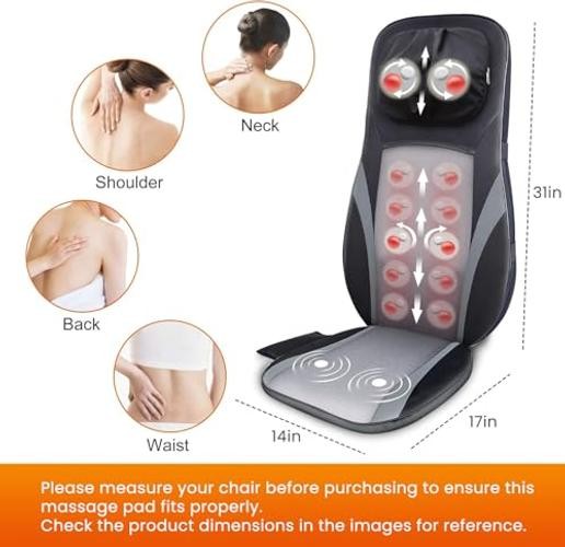 Shiatsu Back Massager with Heat -Deep Kneading Massage Chair Pad with gallery