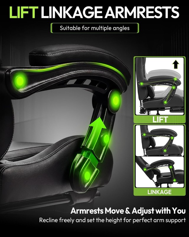 Dowinx Ergonomic Gaming Chair w/ Footrest Massage Lumbar Support Recliner gallery