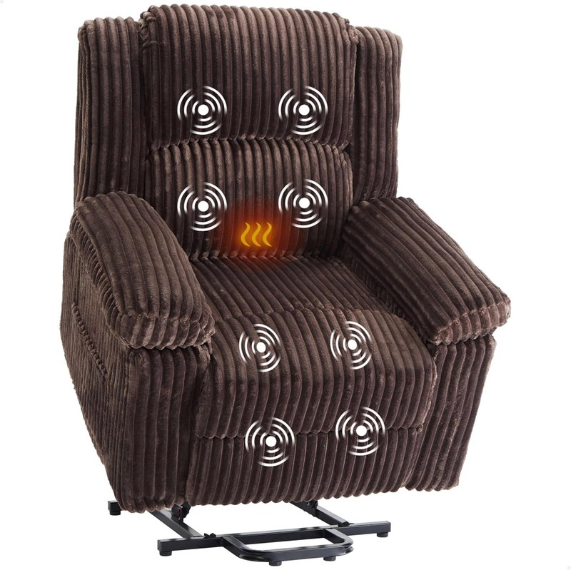 Electric Power Lift Recliner Chair Heat & Massage Lift Plush Recliner Soft Seat