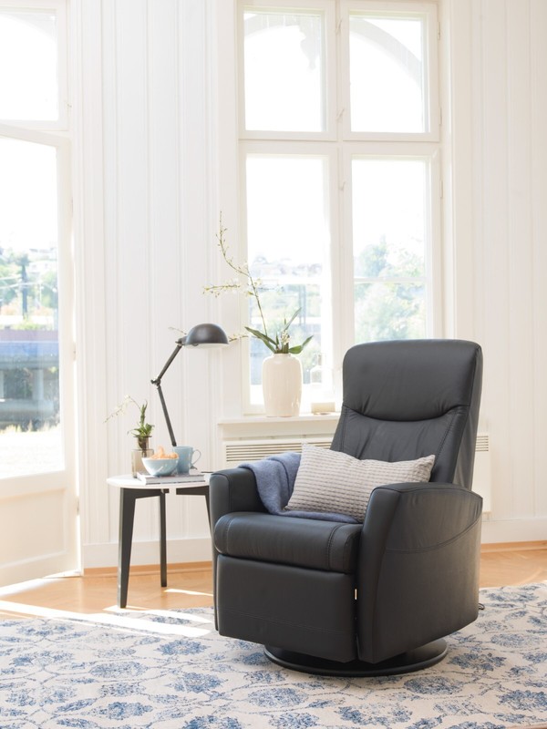 Fjords Oslo Swing Swivel Relaxer Power Recliner Chair Walnut Nordic Leather LRG gallery
