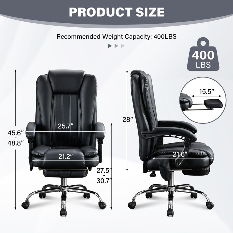 Reclining Massage Chair w/ Heat & Vibration, Office Chair w/ Footrest gallery