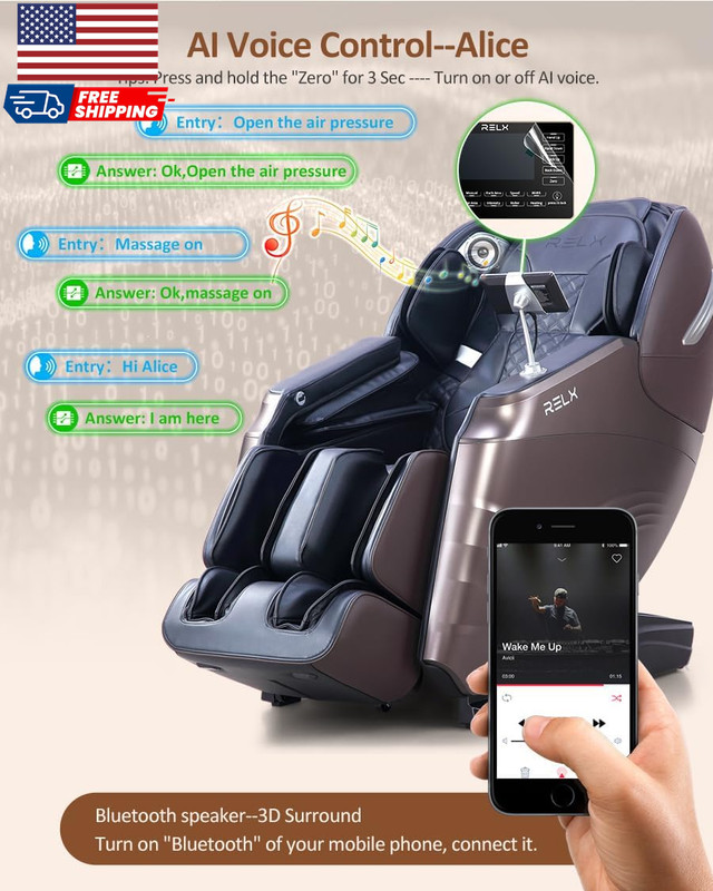 Massage Chair Full Body 15 Modes Zero Gravity Sl-Track Shiatsu Massage Chair gallery