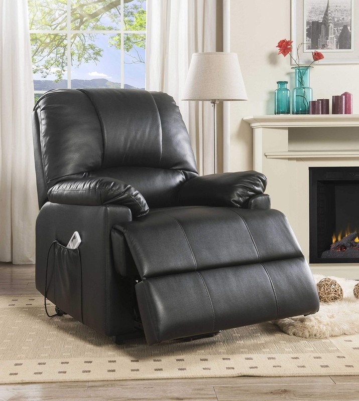 34 Black Faux Leather Power Massage Lift Assist Recliner gallery