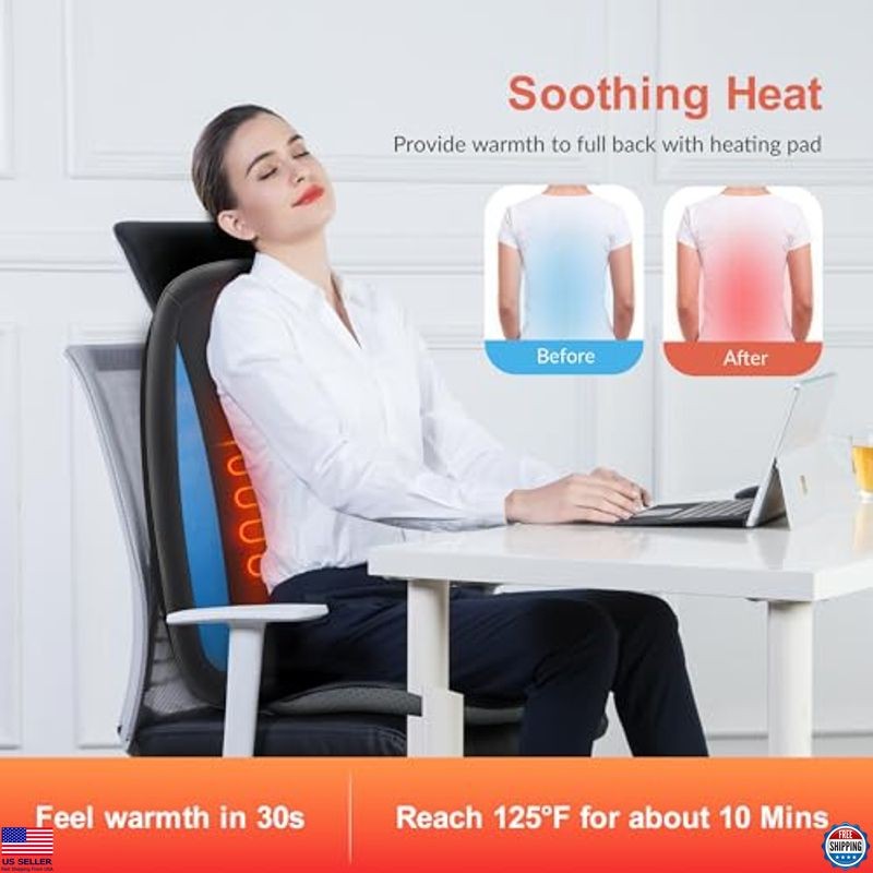 COMFIER Shiatsu Back Massager with Heat - Deep Tissue Massage Cushion for Relief gallery