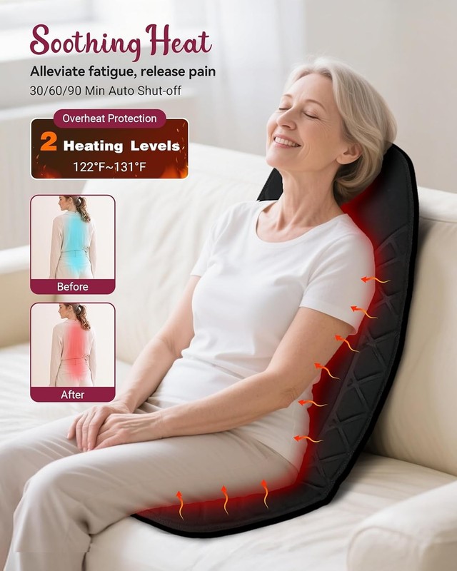 Portable Vibration Massage Pad with Heat - Stress Relief Seat Cushion for Office gallery