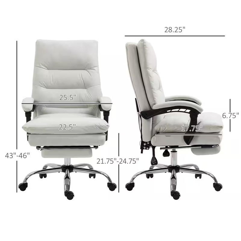 Microfibre Durable Massage Chair 6 Vibration Massage Points Cream White NEW gallery