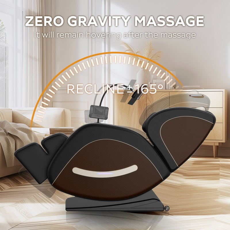 Zero Gravity Massage Chair Recliner with Full Body Air Pressure & Heating Brown gallery