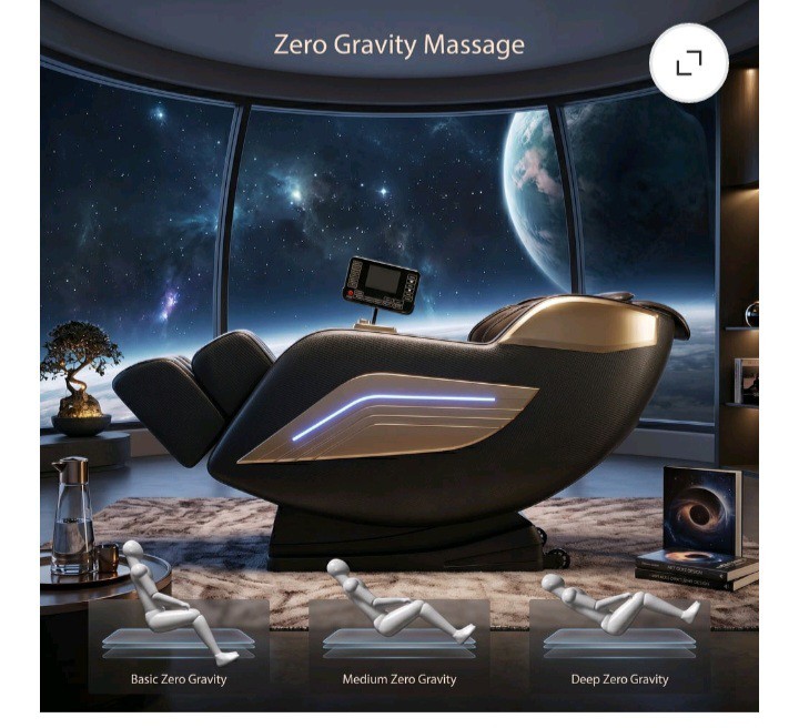 DOVRYTHEN 58in SL Track 4D Massage Chair Recliner Zero Gravity Heat Black/Gold gallery