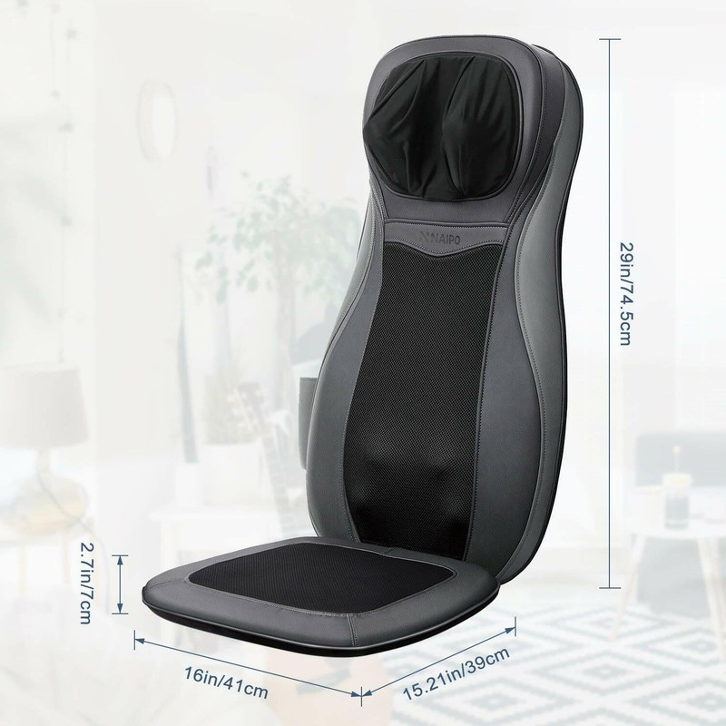 Back Neck Massage Seat Chair Cushion with Heat 3D Finger Pressure & Vibration gallery