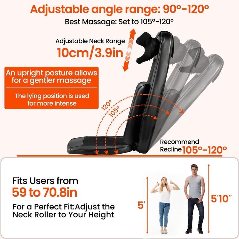 Full Body Massager W/ Heat Kneadings Shiatsus Massage Massage Pad Adjust Timmer gallery