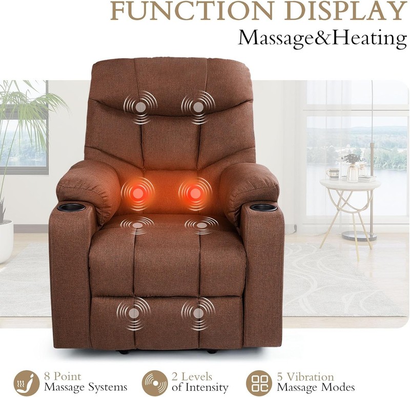 Durable elder lift recliner built with thermal massage, pockets and USB ports gallery