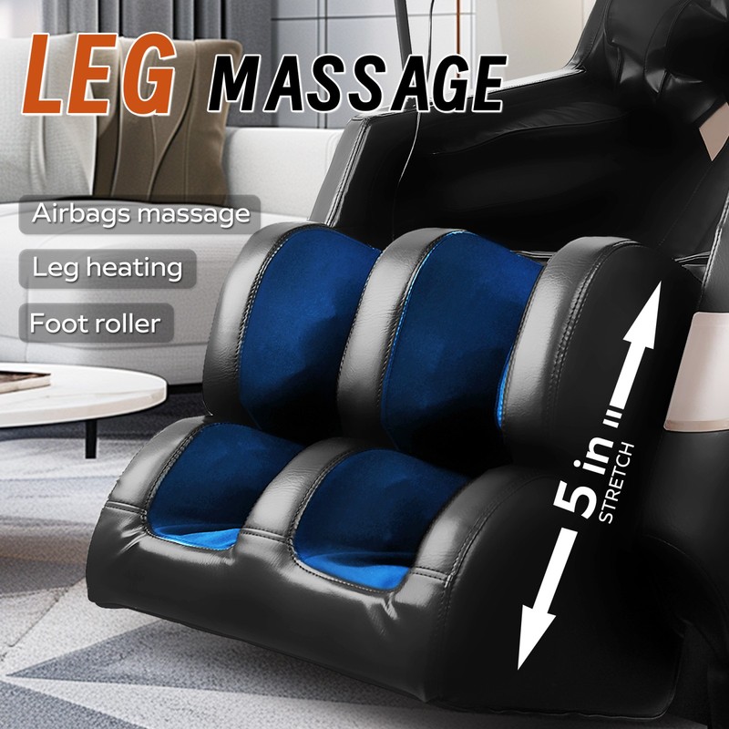 Full-Body Massage Chair with Bluetooth, Zero-Gravity & Heat, Black gallery