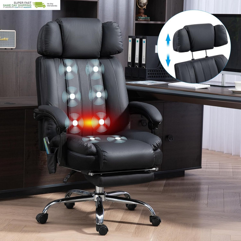 Massage Office Chair with Heat and 8 Vibration Points Big and Tall Executive Off gallery