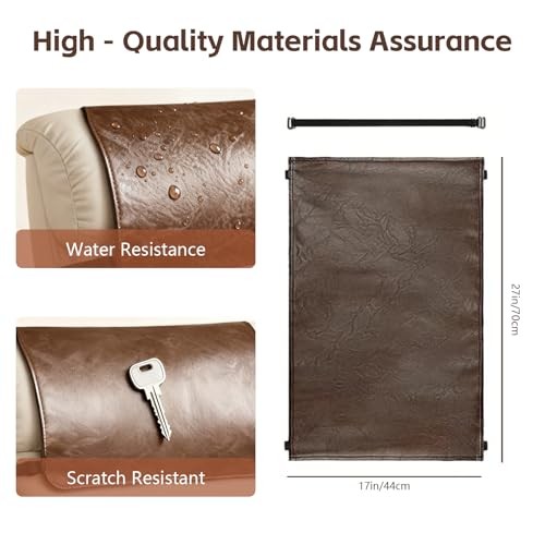 Faux Leather Non Slip Headrest Cover for Recliner Chair, Sofa & Dark Gray gallery