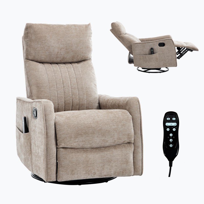 Swivel Heat Massage Manual Recliner Chair with Rocker Fabric for Living Room gallery