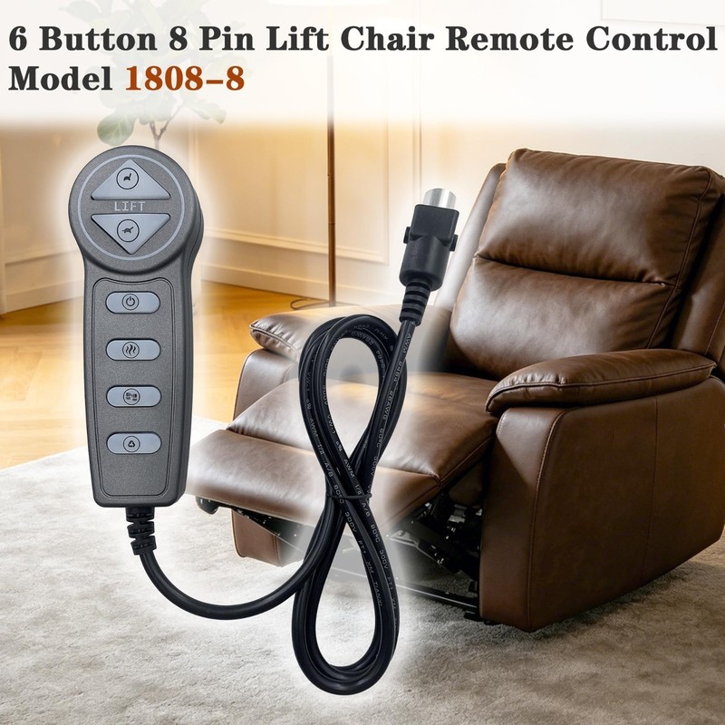8 Pin Massage Remote Control for Power Recliner & Lift Chair - USB Port, 6 Butto gallery