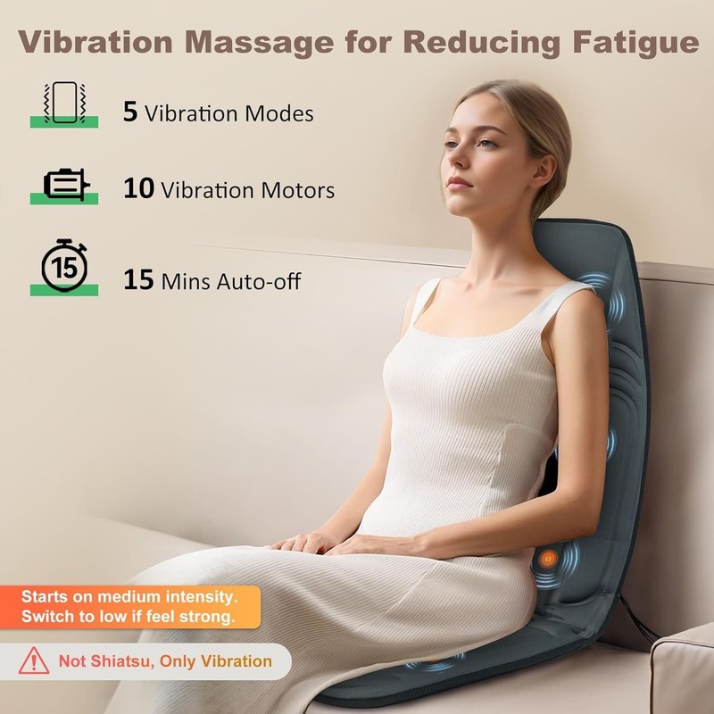 Massage Chair Pad with 10 Vibration Motors & Heating—Perfect for Office and Home gallery