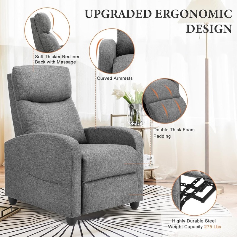 Compact Modern Recliner Chair with Massage Functionality for Ultimate Relaxation gallery