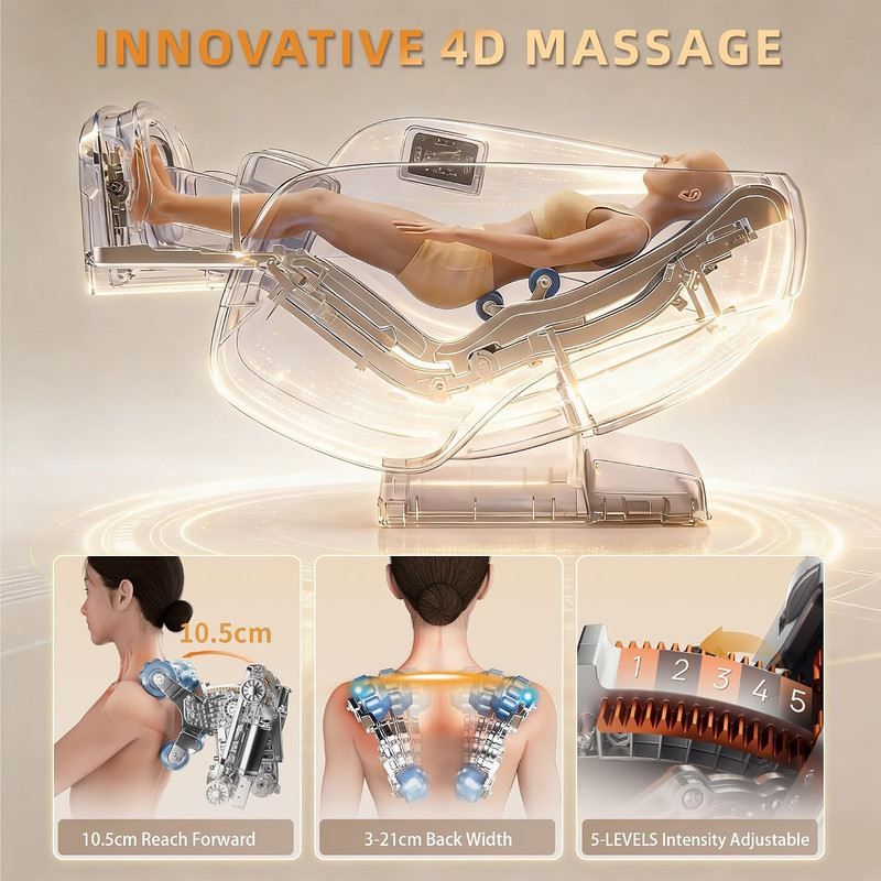 4D Zero Gravity Full Body Massage Chair with Aroma System - White gallery