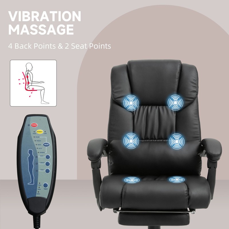 High Back Massage Office Chair with 6 - Point Vibrating Lumbar Support Recliner gallery