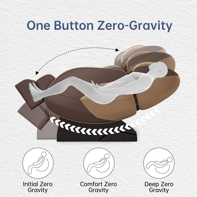 GOLD BROWN Massage Chair 8 Fixed Shiatsu Roller Zer0 Gravity W/ Heater Bluetooth gallery