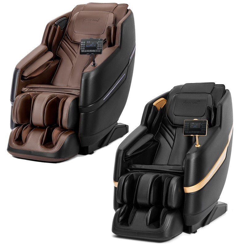 Black/Brown Full Body Zero Gravity Massage Chair 8Point Massage Heat,Foot Roller