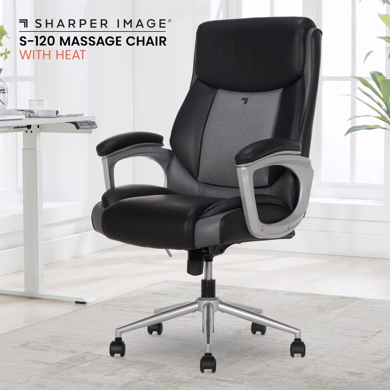 S-120 Massage and Heat Office Chair, Black/Gray gallery