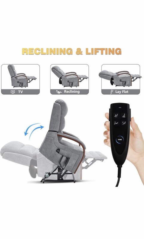 Power Lift Recliner Chair w/ Heat & Vibration Massage, Remote Control, Gray
