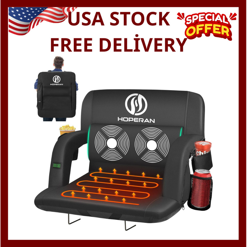 HOPERAN Massage Heated Stadium Seats for Bleachers with Back Support & Lumbar...