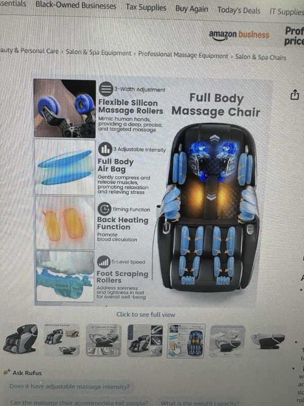 relaxe Full Body Electric Massage Chair Zero Gravity SL Track Heated Black Silv… gallery