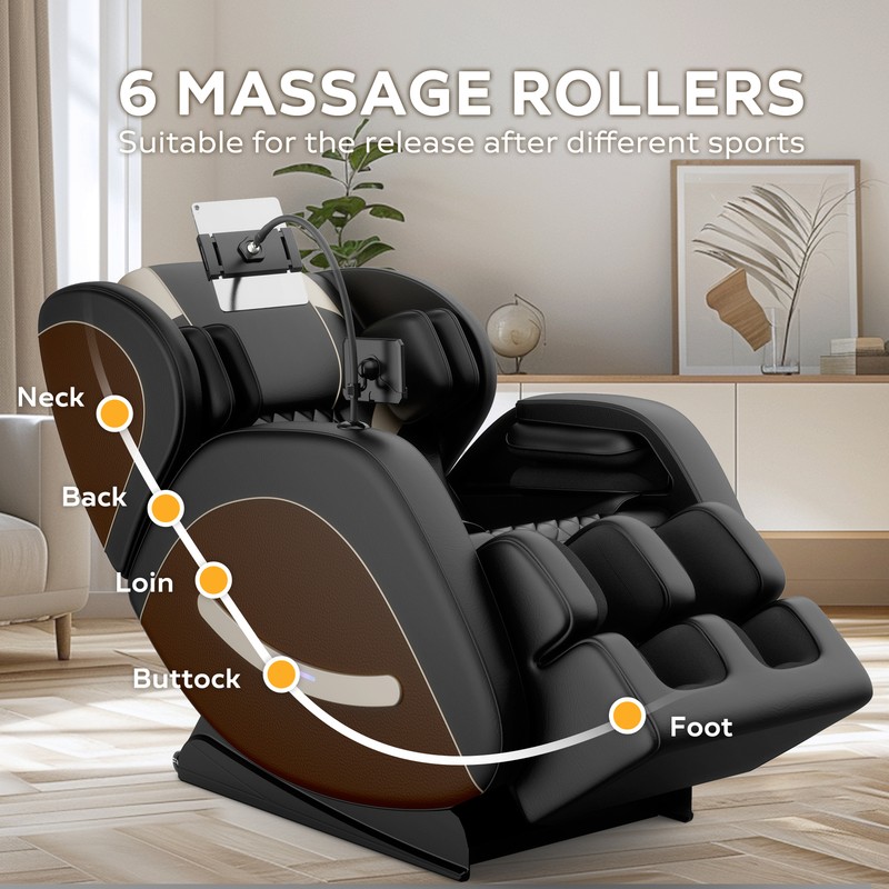 Zero Gravity Massage Chair Recliner with Full Body Air Pressure & Heating Brown gallery
