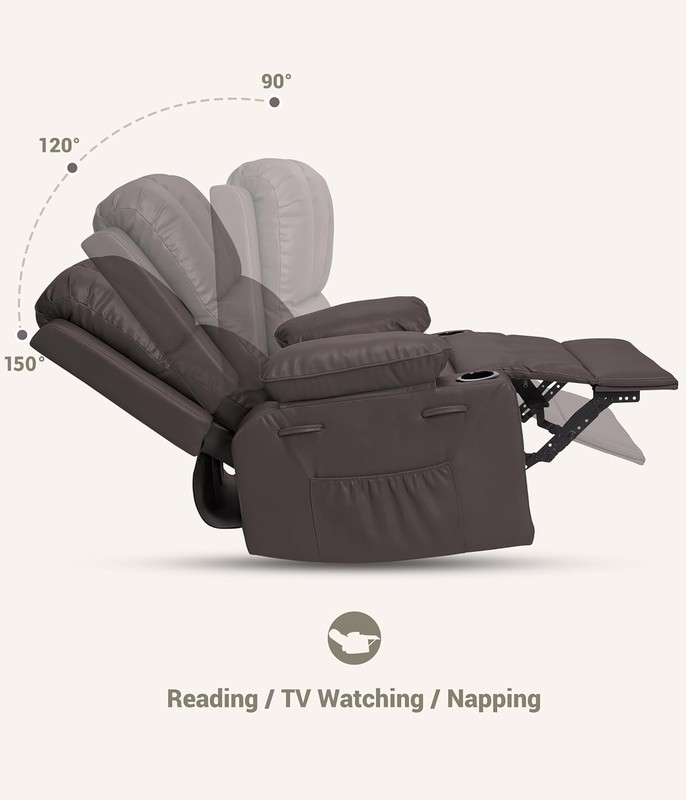 Manual Recliner Chair with Massage & Heat, Leather Lazy Boy for Bedroom Nursery gallery