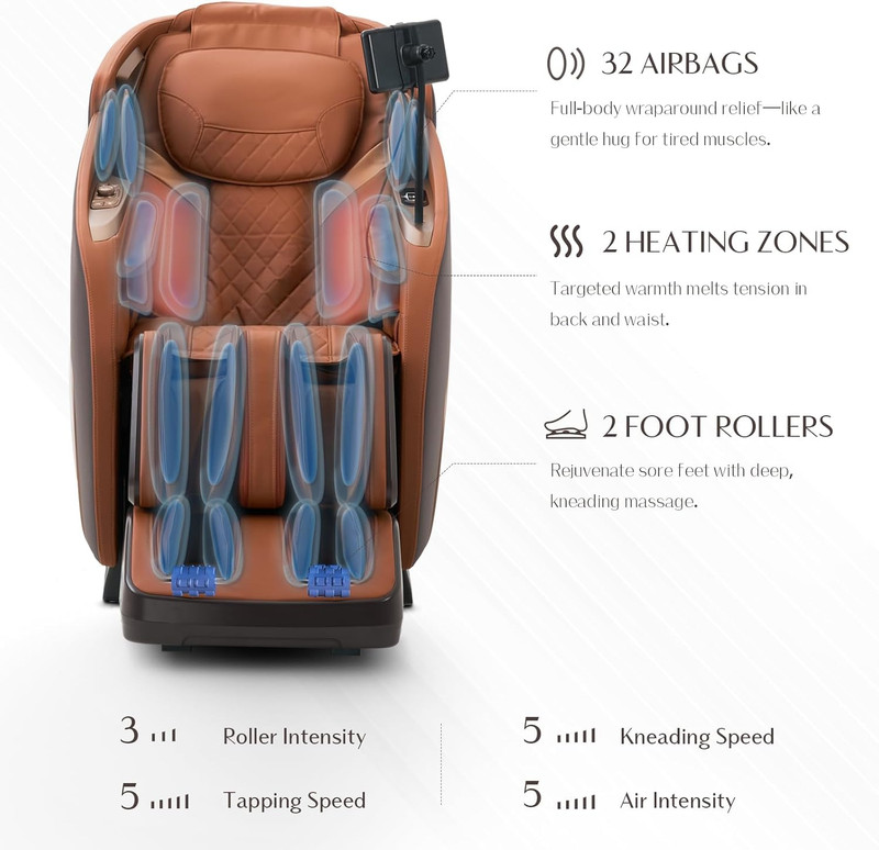 Luxury 3D Full Body Massage Chair with Zero Gravity & Bluetooth Speaker gallery